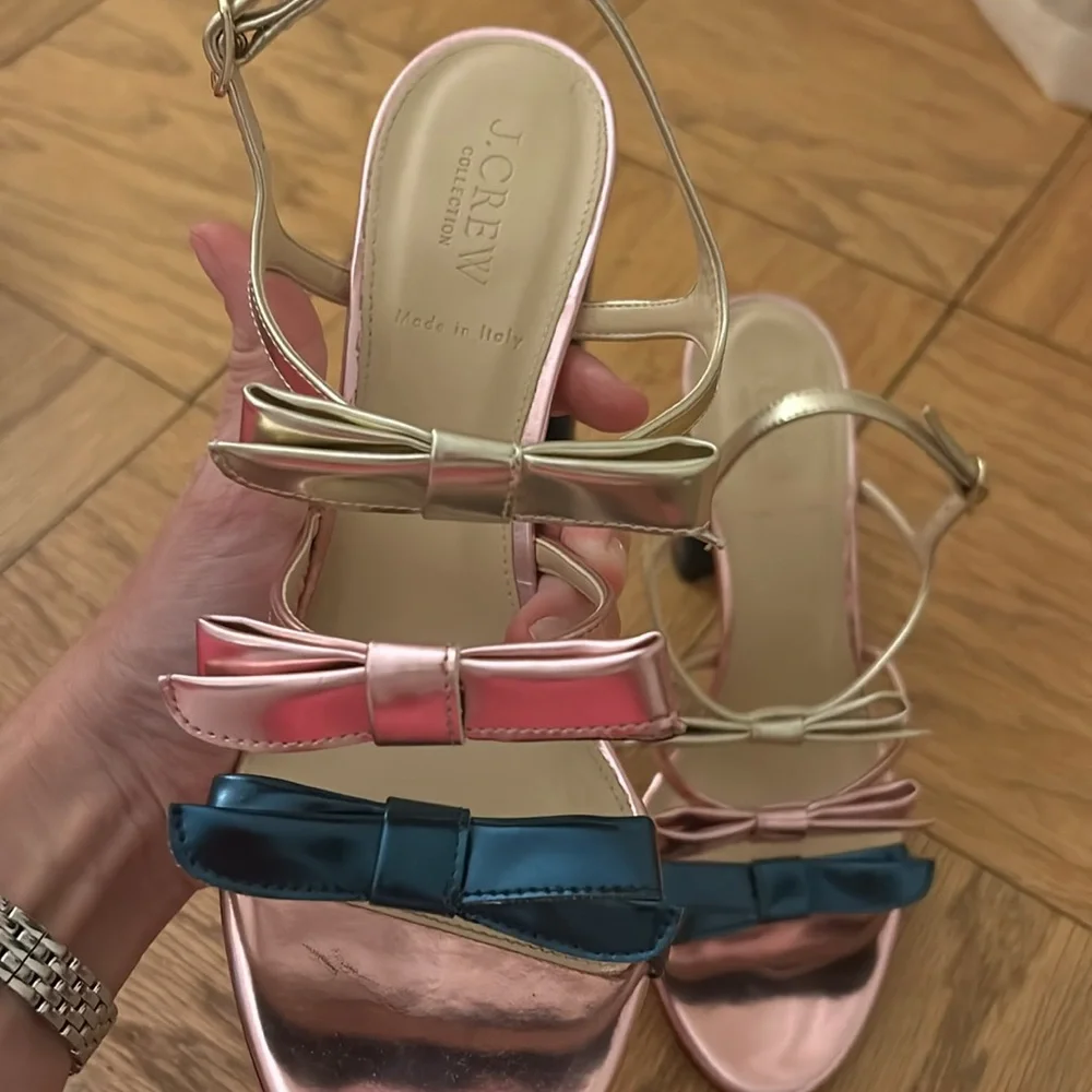 J. Crew Collection Tri-Color Bow Heels | Made in Italy - Picture 3 of 5